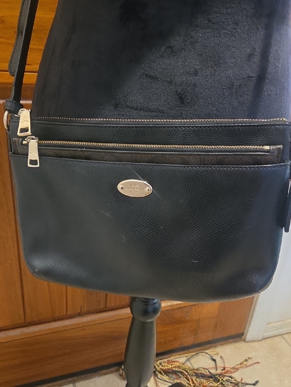 Coach Black Pebbled Leather Messenger Crossbody